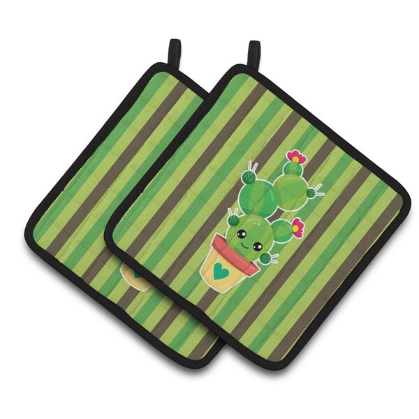 Carolines Treasures Cactus Stripe Pair of Pot Holders - BB6847PTHD