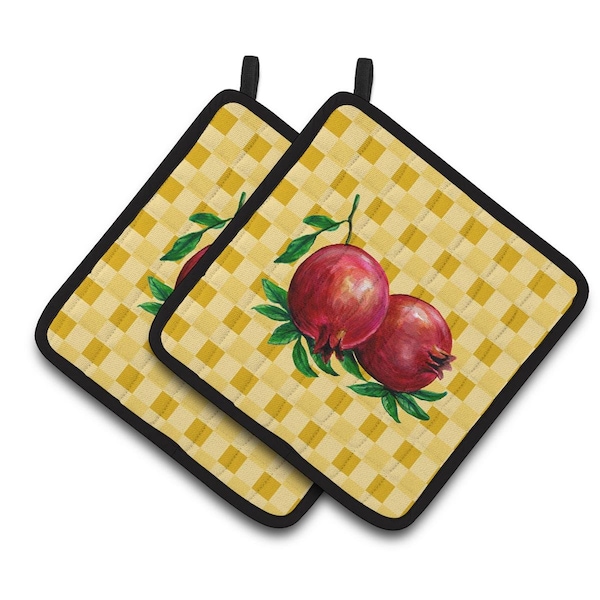 Carolines Treasures Whole Pomegranates on Basketweave Pair of Pot Holders - BB7249PTHD