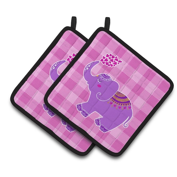 Carolines Treasures Purple Elephant Pair of Pot Holders - BB7161PTHD