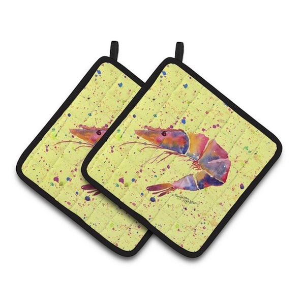 Carolines Treasures Shrimp Pair of Pot Holders, 7.5 x 3 x 7.5 in. - 8454PTHD
