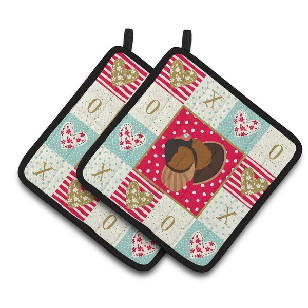 Carolines Treasures 7.5 x 7.5 in. Bronze Turkey Love Pair of Pot Holders - CK5413PTHD