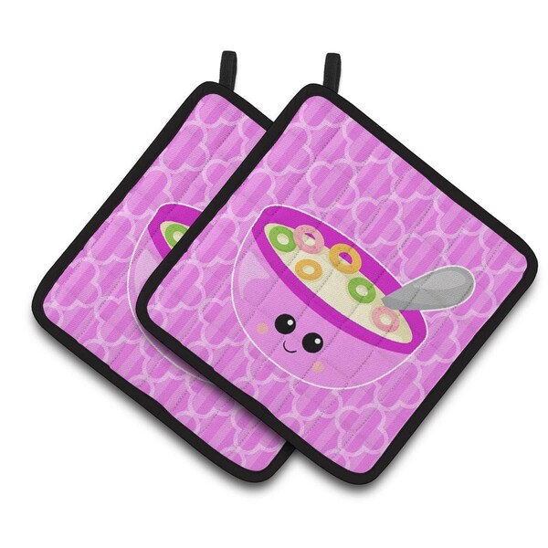 Carolines Treasures Pink Bowl of Cereal Pair of Pot Holders - BB7163PTHD