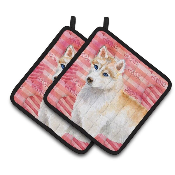 Carolines Treasures Siberian Husky Love Pair of Pot Holders - BB9742PTHD