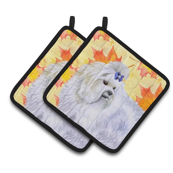 Carolines Treasures Maltese Fall Pair of Pot Holders - BB9912PTHD