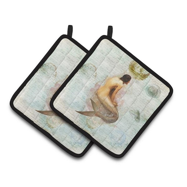 Carolines Treasures Mermaids and Mermen Pair of Pot Holders, 7.5 x 3 x 7.5 in. - SB3045PTHD