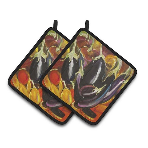Carolines Treasures Eggplant Pair of Pot Holders, 7.5 x 3 x 7.5 in. - JMK1260PTHD