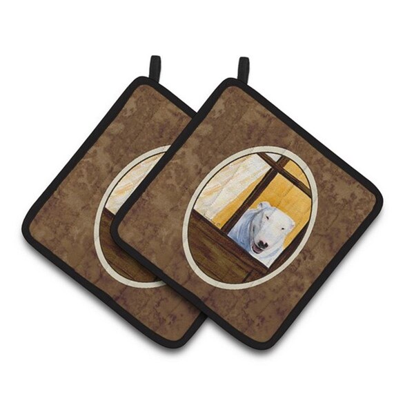 Carolines Treasures Bull Terrier Pair of Pot Holders, 7.5 x 3 x 7.5 in. - SS8542PTHD