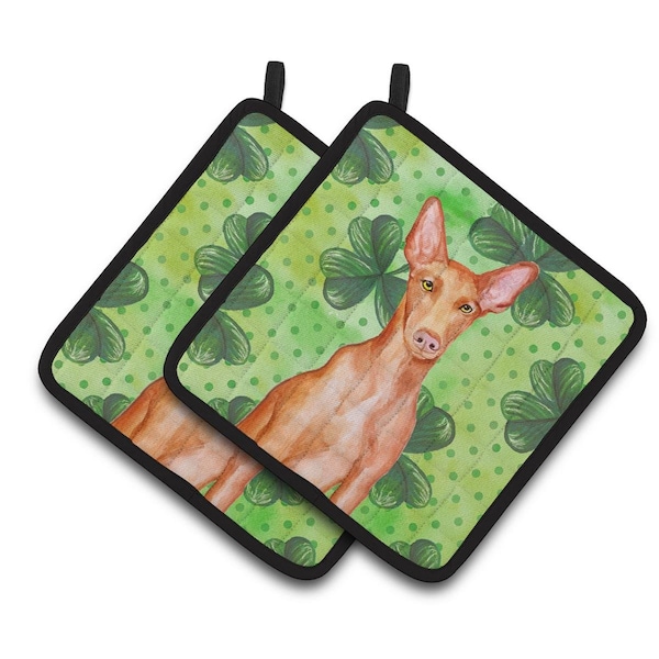 Carolines Treasures Pharaoh Hound St.Patricks Pair of Pot Holders - BB9889PTHD