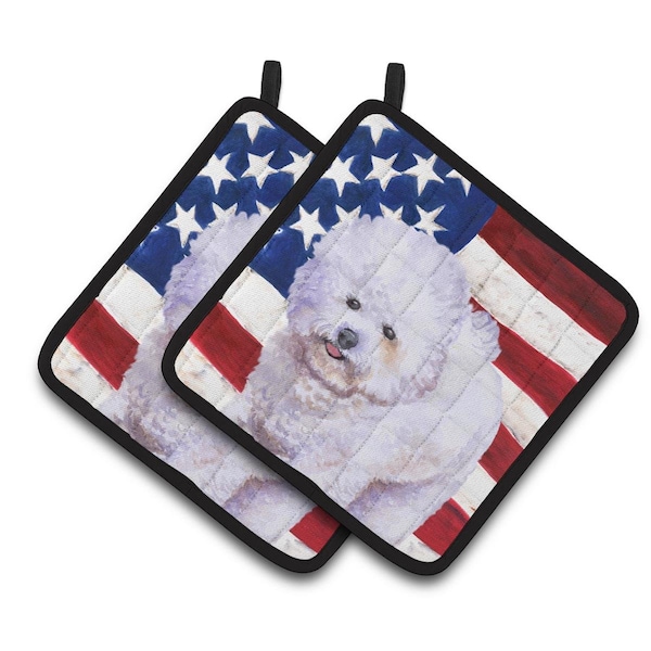 Carolines Treasures Bichon Frise Patriotic Pair of Pot Holders - BB9648PTHD