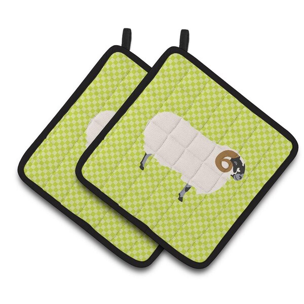 Carolines Treasures Scottish Blackface Sheep Green Pair of Pot Holders - BB7799PTHD