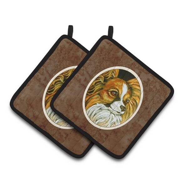 Carolines Treasures Papillon Pair of Pot Holders, 7.5 x 3 x 7.5 in. - 7248PTHD
