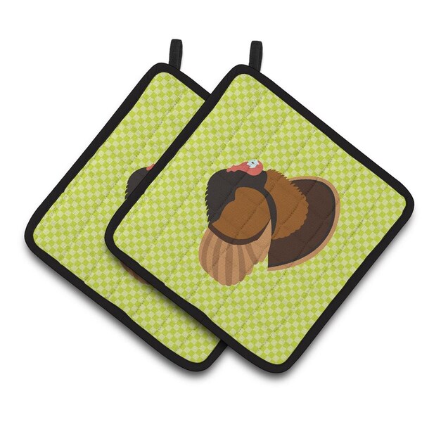 Carolines Treasures Bronze Turkey Green Pair of Pot Holders - BB7812PTHD