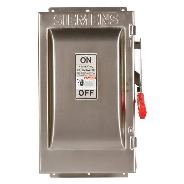 Interruptor de seguridad fusible Siemens, servicio pesado, 240V CA, 3PST, 60 A, NEMA 4X - HF322S