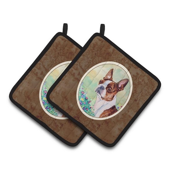 Carolines Treasures Red and White Boston Terrier Pair of Pot Holders, 7.5 x 3 x 7.5 in. - 7222PTHD