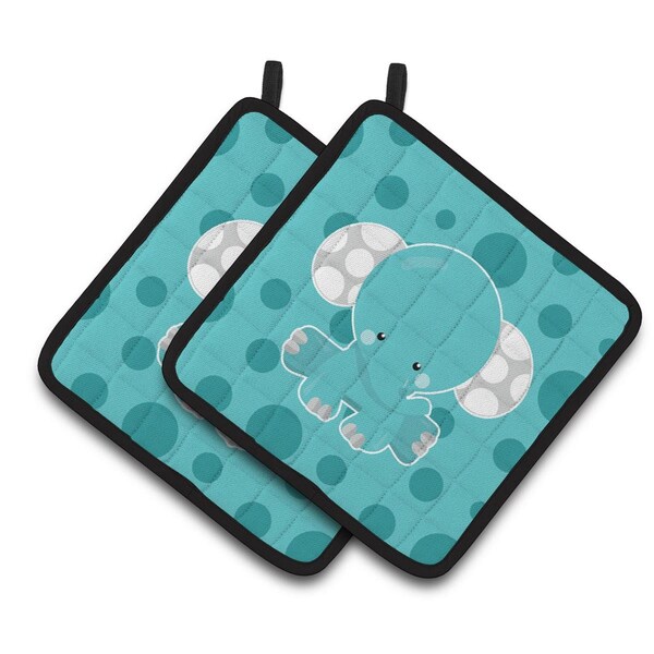 Carolines Treasures Polkadot Elephant Pair of Pot Holders - BB6836PTHD