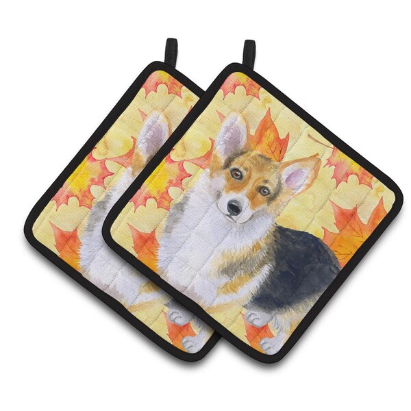 Carolines Treasures Pembroke Corgi Fall Pair of Pot Holders - BB9903PTHD