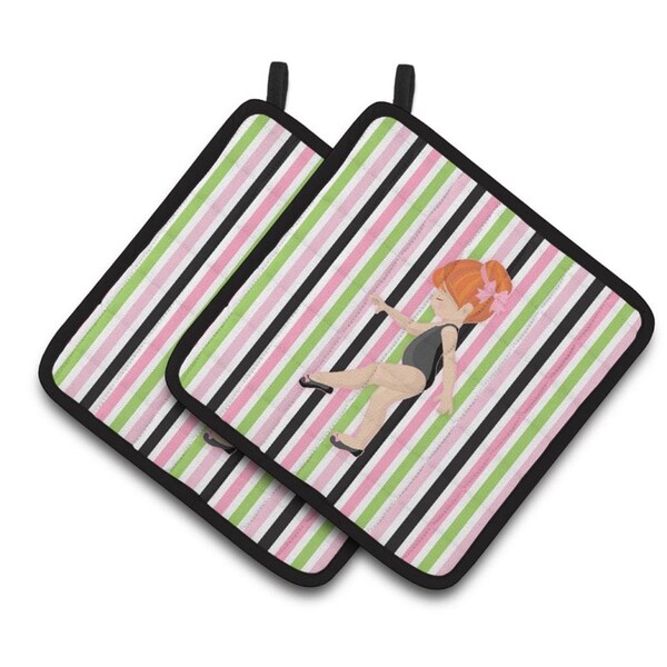 Carolines Treasures Ballerina Red Head Point Pair of Pot Holders - BB5161PTHD