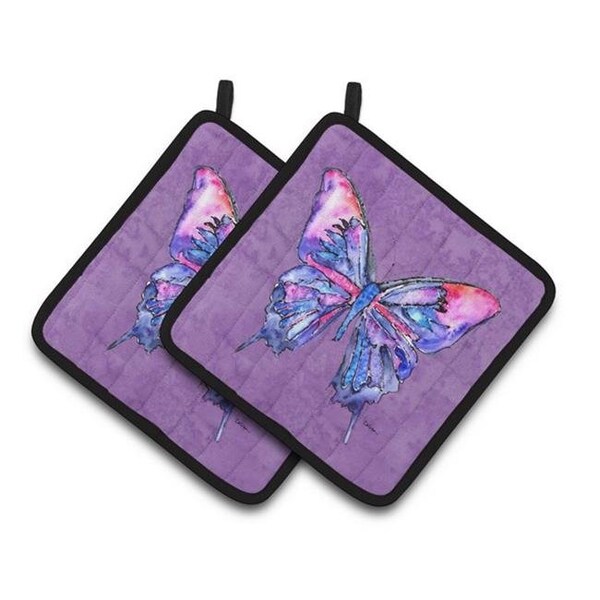 Carolines Treasures Carolines Treasures 8860PTHD Butterfly on Purple Pair of Pot Holders; 7.5 x 3 x 7.5 in. - 8860PTHD