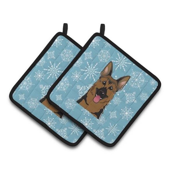 Carolines Treasures Carolines Treasures BB1645PTHD Snowflake German Shepherd Pair of Pot Holders; 7.5 x 3 x 7.5 in. - BB1645PTHD