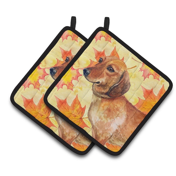 Carolines Treasures Dachshund Fall Pair of Pot Holders - BB9913PTHD
