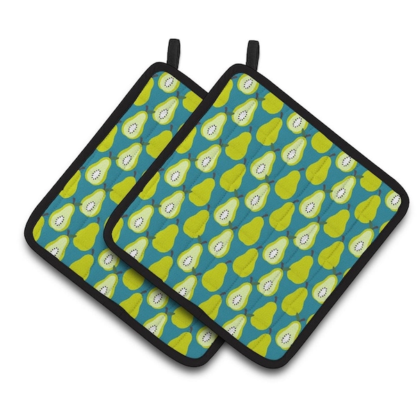 Carolines Treasures Pears on Green Pair of Pot Holders - BB5138PTHD