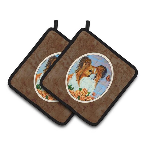 Carolines Treasures Papillon Pair of Pot Holders, 7.5 x 3 x 7.5 in. - 7246PTHD