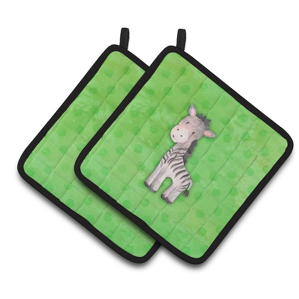 Carolines Treasures Polkadot Zebra Watercolor Pair of Pot Holders - BB7377PTHD