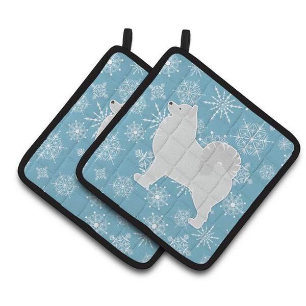 Carolines Treasures Winter Snowflake Samoyed Pair of Pot Holders - BB3559PTHD