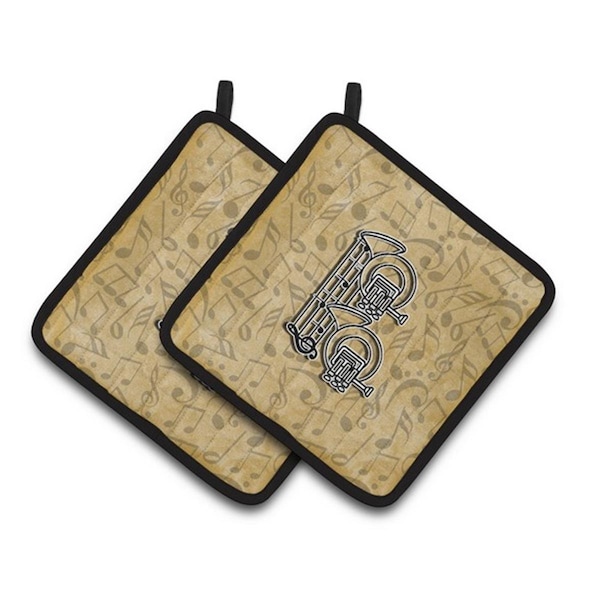 Carolines Treasures Letter B Musical Instrument Alphabet Pair of Pot Holders, 7.5 x 3 x 7.5 in. - CJ2004-BPTHD
