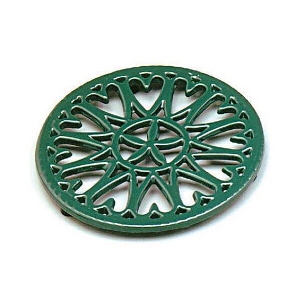 Minuteman Minuteman C-33GR 7 Inch Sunburst - Cast Iron Trivet - Enamel Green - C-33GR