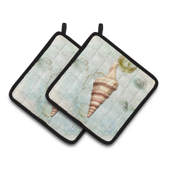 Carolines Treasures Shells Pair of Pot Holders, 7.5 x 3 x 7.5 in. - SB3049PTHD