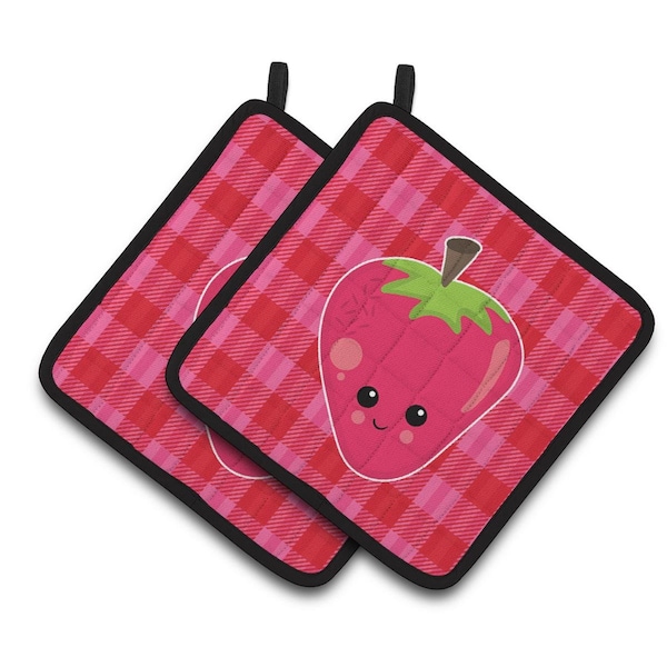 Carolines Treasures Strawberry Face Pair of Pot Holders - BB6989PTHD