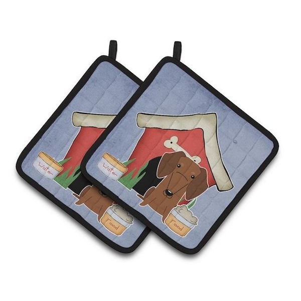 Carolines Treasures Carolines Treasures BB2884PTHD Dog House Collection Dachshund Red & Brown Pair of Pot Holders - BB2884PTHD