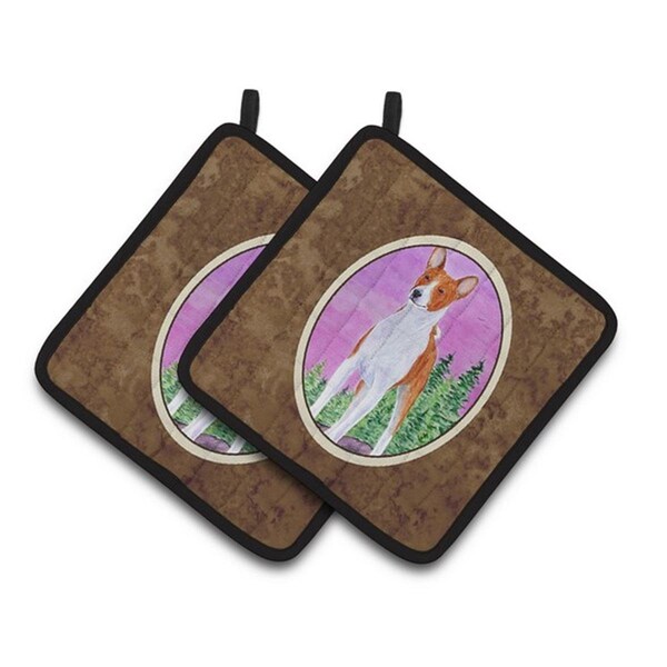 Carolines Treasures Basenji Pair of Pot Holders, 7.5 x 3 x 7.5 in. - SS8611PTHD
