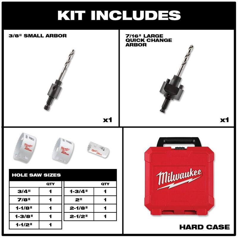 Set de sierras perforadoras de uso general Hole Dozer de Milwaukee con set de brocas de titanio, set de brocas de paleta y hojas de madera oscilantes (47 piezas) - 49-22-4025-48-89-4631-49-22-017549109004