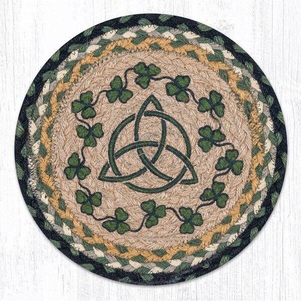 Razoredge 10 in. Jute Round Irish Shamrock Printed Trivet - RA2548475