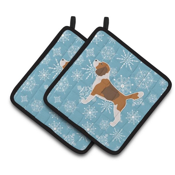 Carolines Treasures Winter Snowflake Beagle Pair of Pot Holders - BB3510PTHD