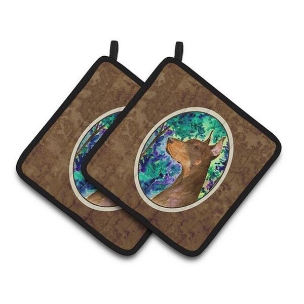 Carolines Treasures Carolines Treasures SS8457PTHD Doberman Pair of Pot Holders; 7.5 x 3 x 7.5 in. - SS8457PTHD