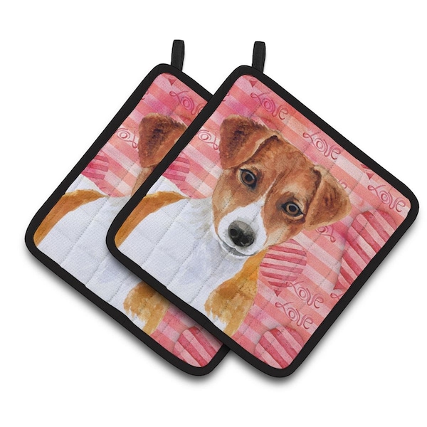 Carolines Treasures Jack Russell Terrier Love Pair of Pot Holders - BB9776PTHD
