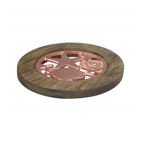 Nusteel NuSteel TG-TRI-01C Wooden Trivet with Burnt Wood & Copper - TG-TRI-01C