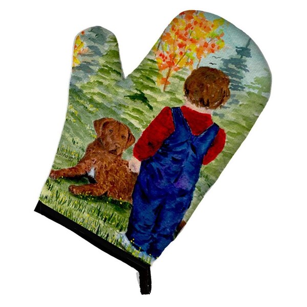 Carolines Treasures Little boy with His Chesapeake Bay Retriever Oven Mitt - SS8547OVMT