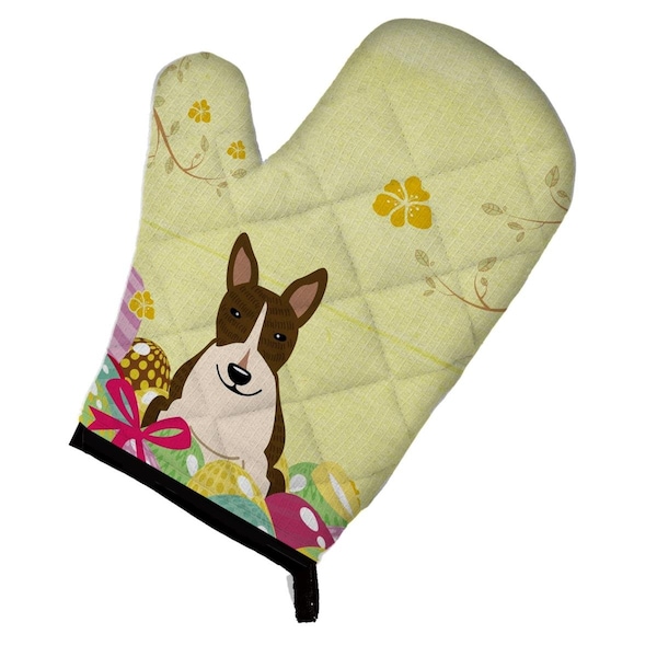 Carolines Treasures Easter Eggs Bull Terrier Dark Brindle Oven Mitt - BB6136OVMT