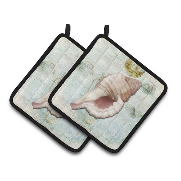 Carolines Treasures Shells Pair of Pot Holders, 7.5 x 3 x 7.5 in. - SB3041PTHD
