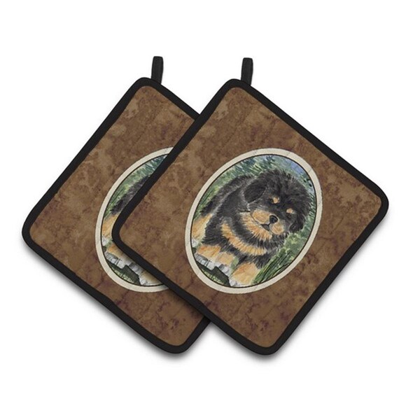 Carolines Treasures Tibetan Mastiff Pair of Pot Holders, 7.5 x 3 x 7.5 in. - SS8031PTHD