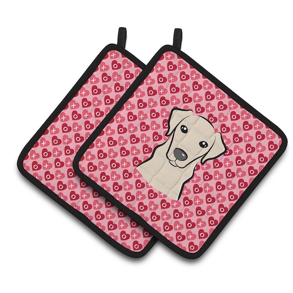 Carolines Treasures Yellow Labrador Hearts Pair of Pot Holders - BB5292PTHD