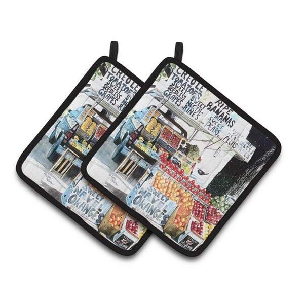 Carolines Treasures Fruit Stand Pair of Pot Holders, 7.5 x 3 x 7.5 in. - 8054PTHD