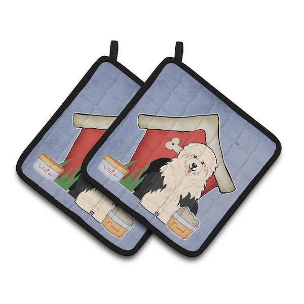 Carolines Treasures Dog House Collection Old English Sheepdog Pair of Pot Holders - BB2850PTHD