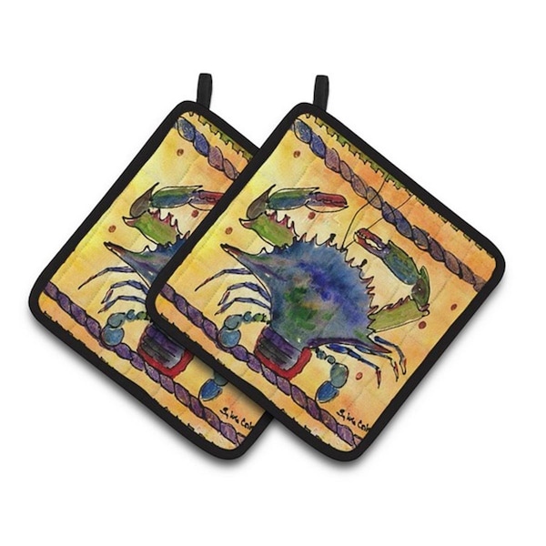 Carolines Treasures Crab Pair of Pot Holders, 7.5 x 3 x 7.5 in. - 8056PTHD