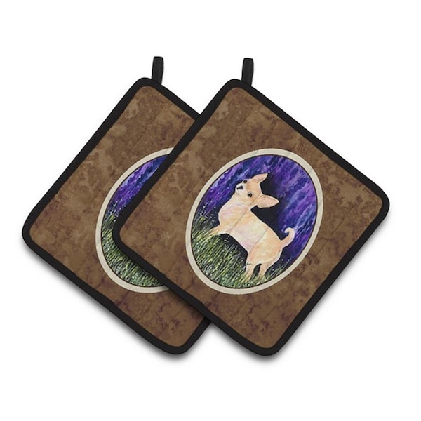 Carolines Treasures Starry Night Chihuahua Pair of Pot Holders, 7.5 x 3 x 7.5 in. - SS8514PTHD