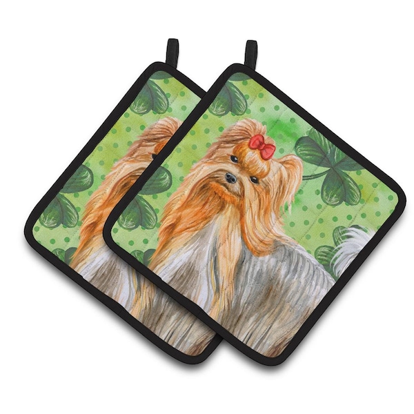 Carolines Treasures Yorkshire Terrier St.Patricks Pair of Pot Holders - BB9859PTHD